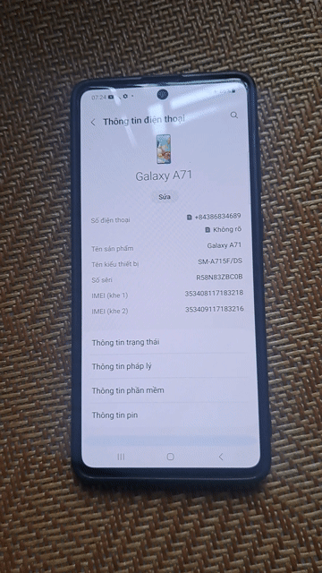 Samsung Galaxy A71 Đen Đã sử dụng. Mua bán Điện thoại tại Quận Long Biên Hà Nội được đăng bởi gió và mây hình 1