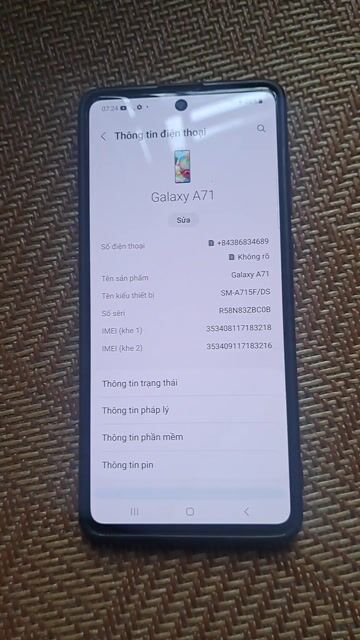 Samsung Galaxy A71 Đen Đã sử dụng. Mua bán Điện thoại tại Quận Long Biên Hà Nội được đăng bởi gió và mây hình 1