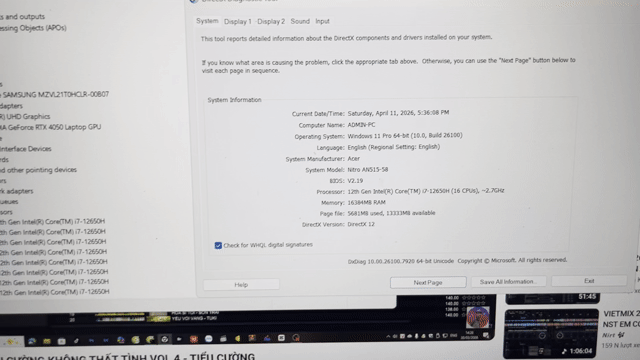 Acer Nitro 5 Tiger i7-12650H 16GB. Mua bán Laptop tại Quận Đống Đa Hà Nội được đăng bởi thắng mobile mua bán điện thoại hình 1