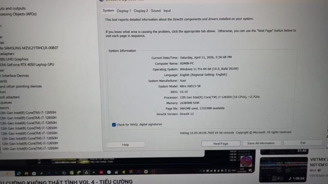 Acer Nitro 5 Tiger i7-12650H 16GB. Mua bán Laptop tại Quận Đống Đa Hà Nội được đăng bởi thắng mobile mua bán điện thoại hình 1