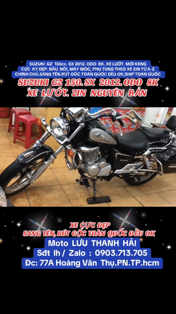 Suzuki GZ 150-A 2012 8000 km Đen. Mua bán Xe máy tại Quận Phú Nhuận Tp Hồ Chí Minh được đăng bởi MOTO LUU THANH HAI  77A hình 1