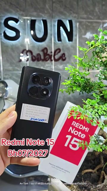 Redmi Note 15 R6+128 Bh07/2027 Pin6000. Mua bán Điện thoại tại Huyện Trảng Bàng Tây Ninh được đăng bởi Sun Mobile Shop Điện Thoại Trảng Bàng Tây Ninh 01 hình 1