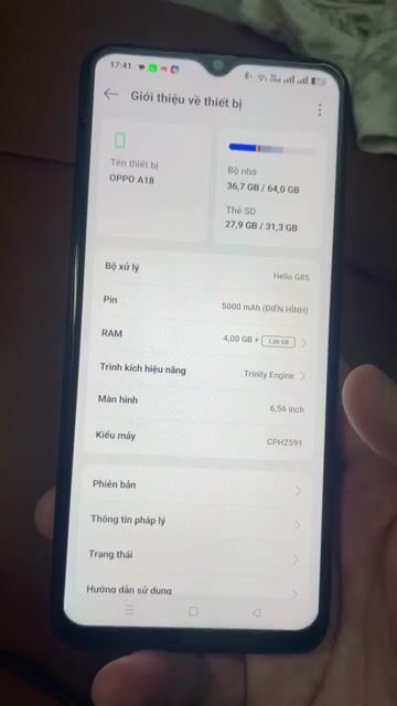 Oppo A18 Đen 64GB, Bảo Hành 6 Tháng, Giá Tốt. Mua bán Điện thoại tại Quận Đống Đa Hà Nội được đăng bởi Đặng Công Thành hình 1