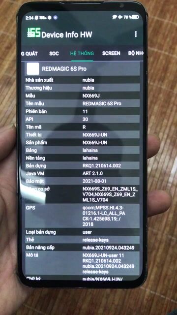 Red Magic 6S Pro 12/128 có fix. Mua bán Điện thoại tại Quận Hà Đông Hà Nội được đăng bởi Lưu Tùng hình 1
