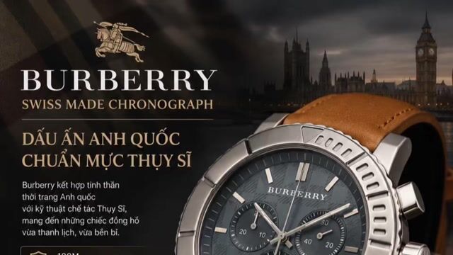 Đồng hồ Burberry The Britain Thuỵ Sỹ. Mua bán Đồng hồ tại Quận 3 Tp Hồ Chí Minh được đăng bởi Đồng Hồ Nội Địa Nhật hình 1