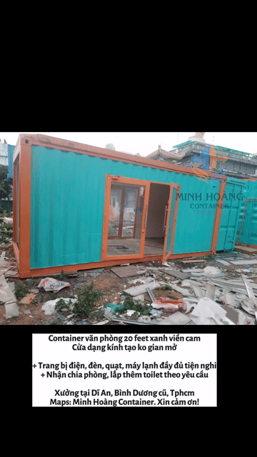 Cont văn phòng 20f xanh lá viền cam cửa kính video. Mua bán Đồ dùng văn phòng tại Thành phố Dĩ An Bình Dương được đăng bởi Minh Hoàng Container hình 1
