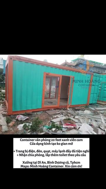 Cont văn phòng 20f xanh lá viền cam cửa kính video. Mua bán Đồ dùng văn phòng tại Thành phố Dĩ An Bình Dương được đăng bởi Minh Hoàng Container hình 1