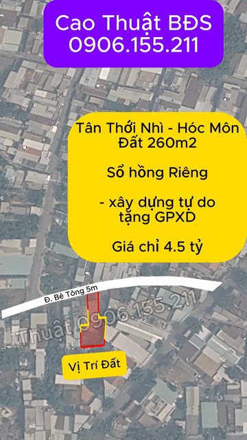 Mua bán Đất Huyện Hóc Môn Tp Hồ Chí Minh diện tích 250 m² giá 4,5 tỷ