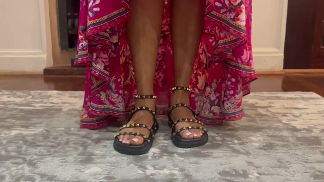 Black Leather Stud Sandals