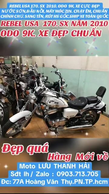 REBEL USA 170cc,CHÍNH HÃNG,SX NĂM 2010,ZIN 100%. Mua bán Xe máy tại Quận Phú Nhuận Tp Hồ Chí Minh được đăng bởi MOTO LUU THANH HAI  77A hình 1
