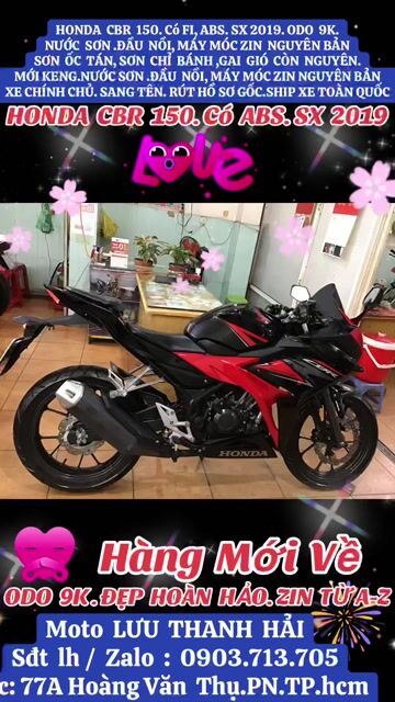 HONDA CBR 150.SX 2019. ODO 9K. Có Fi, ABS.ZIN .ĐEP. Mua bán Xe máy tại Quận Phú Nhuận Tp Hồ Chí Minh được đăng bởi MOTO LUU THANH HAI  77A hình 1