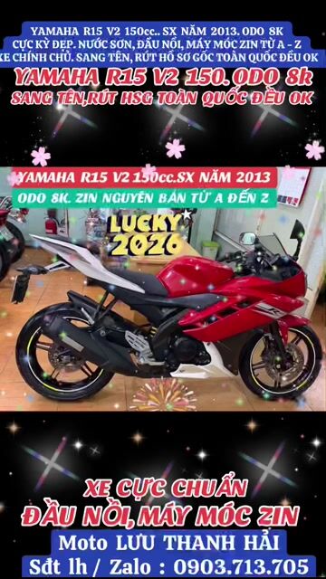 YAMAHA R15 V2 150.SX 2013. CỰC ĐẸP. ZIN NGUYÊN BẢN. Mua bán Xe máy tại Quận Phú Nhuận Tp Hồ Chí Minh được đăng bởi MOTO LUU THANH HAI  77A hình 1
