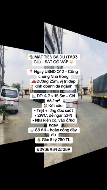 Mua bán Nhà ở Quận 12 Tp Hồ Chí Minh diện tích 66.0998 m² giá 5,75 tỷ