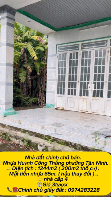 Mua bán Đất Thành phố Tây Ninh Tây Ninh diện tích 1244 m² giá 3,4 tỷ