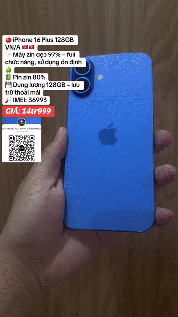iPhone 16 Plus 128GB Xanh 97%. Mua bán Điện thoại tại Thành phố Biên Hòa Đồng Nai được đăng bởi Uyên Phạm hình 1