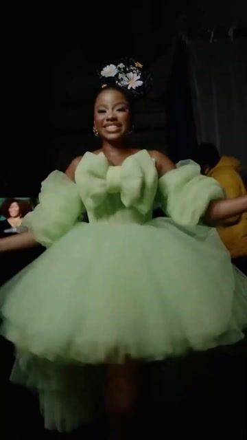 Orapeleng Modutle Style Avenue Green Bow Tulle Mini Dress