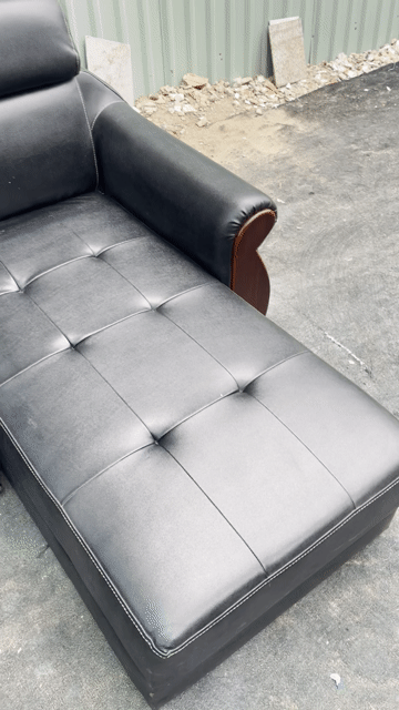 Sofa góc L Da PU Đen 2m4x1m6x90cm. Mua bán Bàn ghế tại Quận Bình Tân Tp Hồ Chí Minh được đăng bởi Hàng Thanh Lý Hằng Phương hình 1