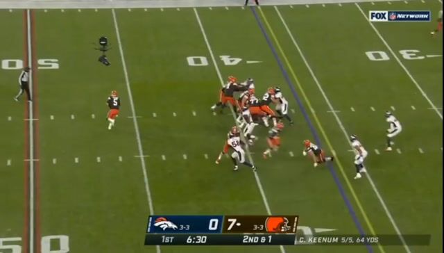 2021 Cameraman Tackled by Broncos Justin Simmons