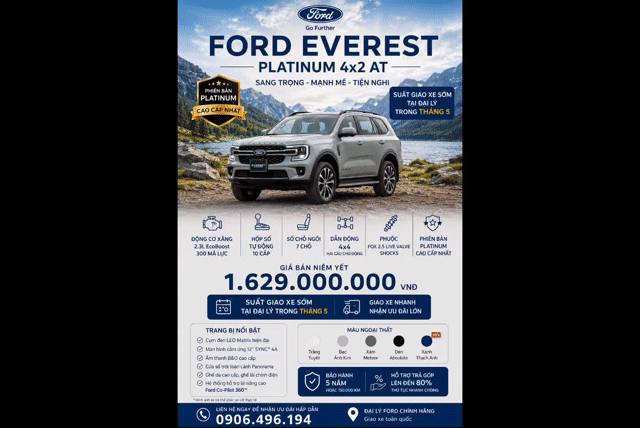 Ford Everest Platinum+ Xăng. Mua bán Ô tô tại Thành phố Thủ Đức Tp Hồ Chí Minh được đăng bởi Tiến Ford Thủ Đức hình 1
