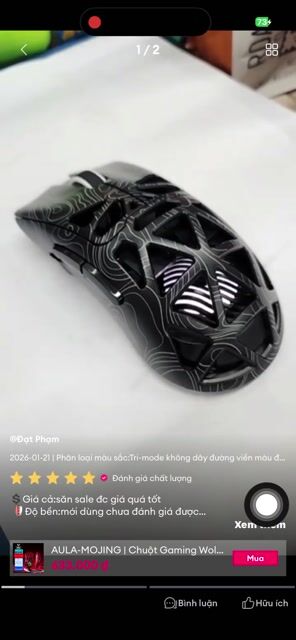 Chuột Gaming AULA-MOJING Wolf Spider SC620 Đen. Mua bán Phụ kiện (Màn hình, Chuột...) tại Quận Liên Chiểu Đà Nẵng được đăng bởi Hùng Vũ hình 1