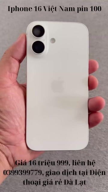iPhone 16 128GB Trắng Việt Nam pin 100%. Mua bán Điện thoại tại Thành phố Đà Lạt Lâm Đồng được đăng bởi Điện thoại giá rẻ Đà Lạt hình 1
