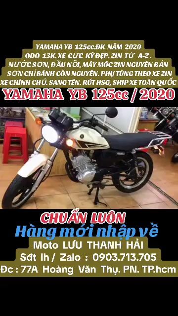 YAMAHA YB 125.ĐK 2020,ODO 13K.CỰC ĐẸP.MÁY MÓC  ZIN. Mua bán Xe máy tại Quận Phú Nhuận Tp Hồ Chí Minh được đăng bởi MOTO LUU THANH HAI  77A hình 1