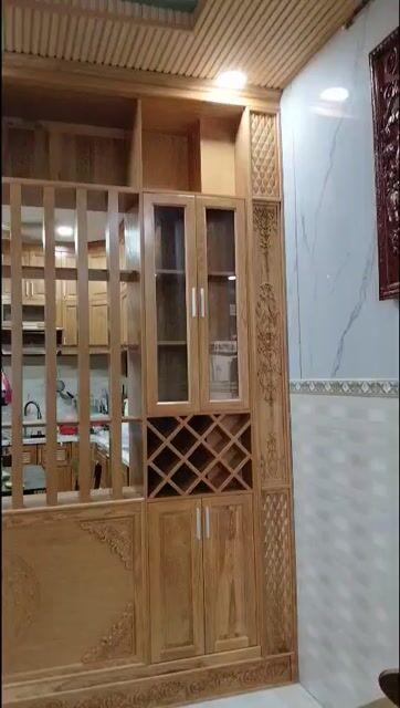 Vách ngăn tủ Gỗ sồi Vàng gỗ phòng khách. Mua bán Tủ, kệ gia đình tại Quận 12 Tp Hồ Chí Minh được đăng bởi XƯỞNG GỖ LÂM PHÁT hình 1
