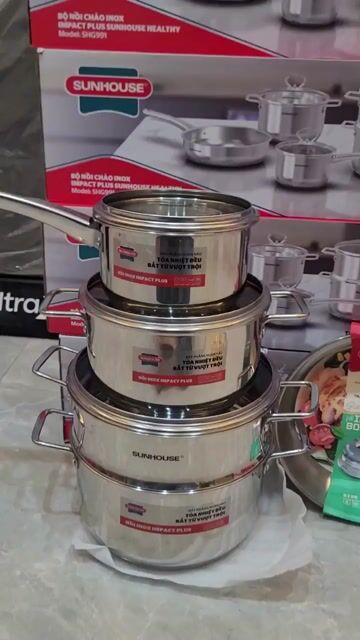 Bộ nồi chảo Sunhouse SHG991 Inox. Mua bán Dụng cụ nhà bếp tại Huyện Quốc Oai Hà Nội được đăng bởi Nguyễn Lan Vi hình 1