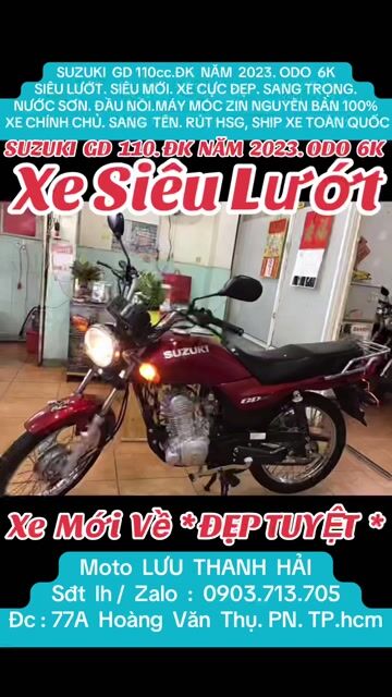 SUZUKI  GD 110cc.ĐK  NĂM  2023. ODO  6K  SIÊU LƯỚT. Mua bán Xe máy tại Quận Phú Nhuận Tp Hồ Chí Minh được đăng bởi MOTO LUU THANH HAI  77A hình 1