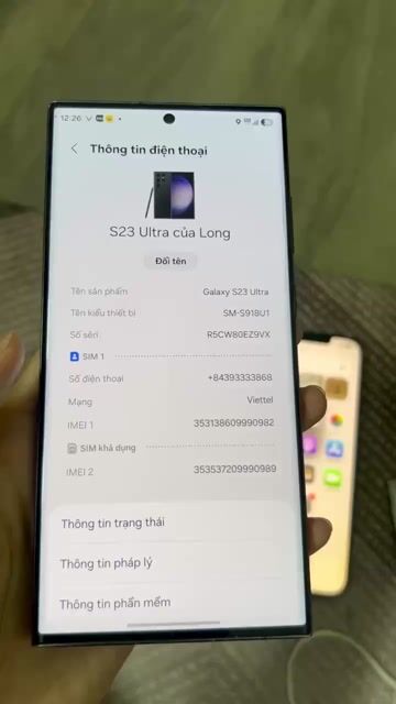 Samsung Galaxy S23 Ultra Đen. Mua bán Điện thoại tại undefined Hà Nội được đăng bởi Nguyễn Ba Long hình 1