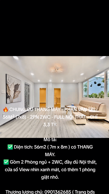 Mua bán Căn hộ Chung cư Quận Bình Thạnh Tp Hồ Chí Minh diện tích 56 m² giá 3,3 tỷ