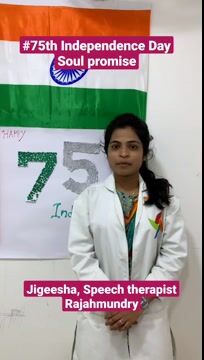 Pinnacle Blooms Network 75th Independence Day Promise by Jigeesha, Speech Therapist of Pinnacle @ Rajhamundary in Telugu
