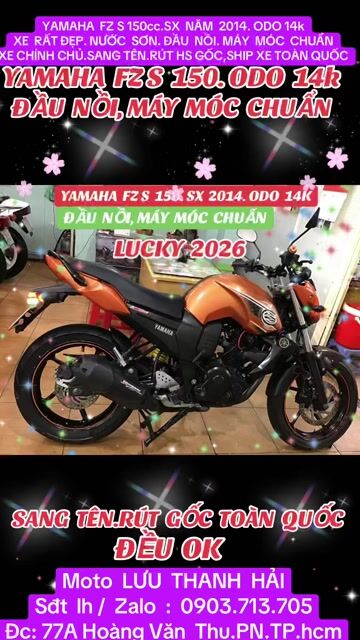 FZ S 150. SX 2014. ODO  14k.XE ĐẸP. MÁY MÓC CHUẨN. Mua bán Xe máy tại Quận Phú Nhuận Tp Hồ Chí Minh được đăng bởi MOTO LUU THANH HAI  77A hình 1