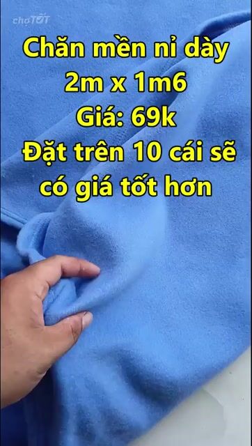 Chăn mền nỉ dày màu xanh biển nhạt 1m6x2m. Mua bán Giường, chăn ga gối nệm tại Huyện Hóc Môn Tp Hồ Chí Minh được đăng bởi Nhứt Tân hình 1