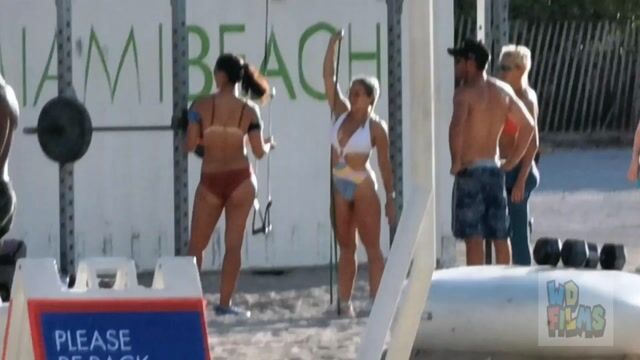 Beach crowds, swimwear