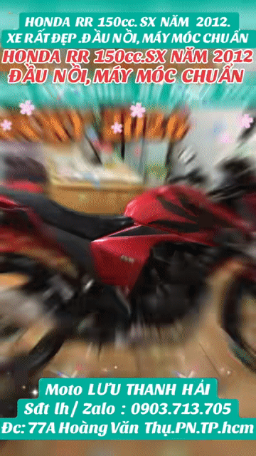 HONDA  RR  150cc.SX NĂM 2012. ĐẦU NỒI, MÁY MÓC ZIN. Mua bán Xe máy tại Quận Phú Nhuận Tp Hồ Chí Minh được đăng bởi MOTO LUU THANH HAI  77A hình 1