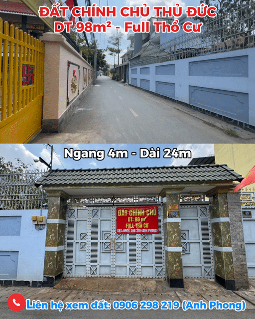 Mua bán Đất Thành phố Thủ Đức Tp Hồ Chí Minh diện tích 98 m² giá 8,39 tỷ
