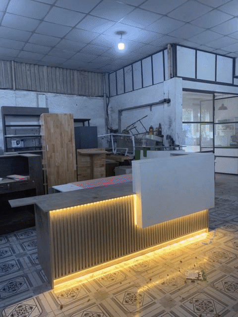 Quầy bar/thu ngân gỗ trắng vân gỗ. Mua bán Đồ dùng văn phòng tại Quận Cẩm Lệ Đà Nẵng được đăng bởi Tuấn Cao NT Decor  hình 1