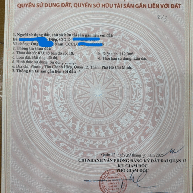 Mua bán Đất Quận 12 Tp Hồ Chí Minh diện tích 112 m² giá 7,5 tỷ