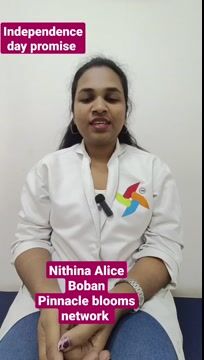 Pinnacle Blooms Network 75th Independence Day Promise by Nithina Alice Boban, Speech Therapist of Pinnacle @ Suchitra II in Malayalam