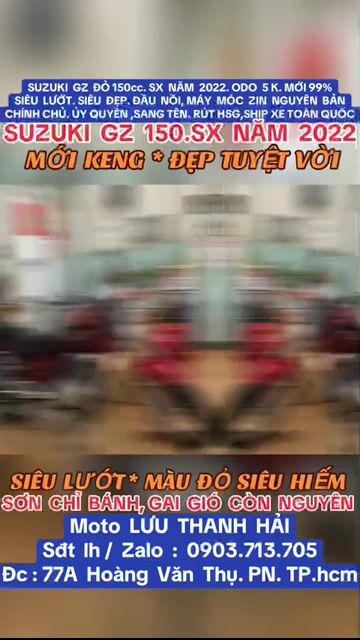 SUZUKI GZ 150.SX 2022.ODO 5K.SIÊU LƯỚT,MỚI KENG. Mua bán Xe máy tại Quận Phú Nhuận Tp Hồ Chí Minh được đăng bởi MOTO LUU THANH HAI  77A hình 1