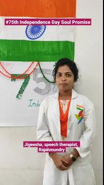 Pinnacle Blooms Network 75th Independence Day Promise by Jigeesha, Speech Therapist of Pinnacle @ Rajhamundary in English
