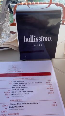 Latitude 32° menu and terrace at Funchal Marina
