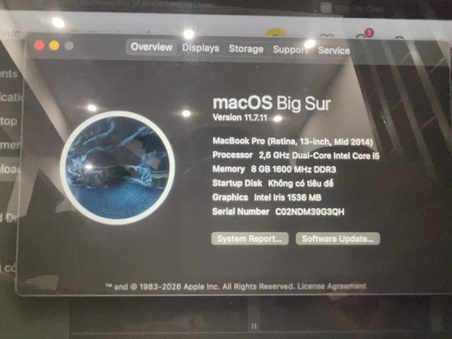Apple MacBook Pro 13 inch 2014 8GB/128GB Bạc. Mua bán Laptop tại Quận 8 Tp Hồ Chí Minh được đăng bởi ngọc vũ hình 1