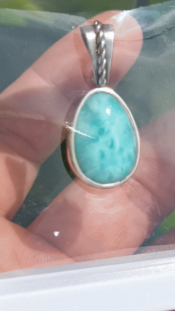 Mặt đeo ngoại đá Larimar xanh lam bọc Bạc Caribe. Mua bán Đồ sưu tầm, đồ cổ tại Quận 8 Tp Hồ Chí Minh được đăng bởi Thế giới đá quý 2 hình 1