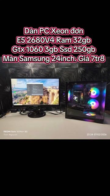 Thùng xeon giả lập E5 2680V4 Ram D4 32gb Gtx 1060. Mua bán Máy tính để bàn tại Quận 3 Tp Hồ Chí Minh được đăng bởi Tiến Nguyễn hình 1