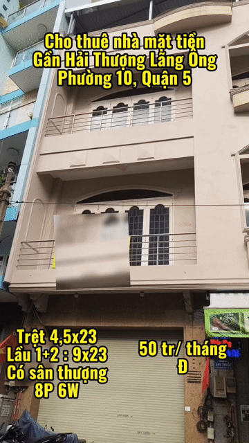 Cho thuê Nhà ở Quận 5 Tp Hồ Chí Minh diện tích 103 m² giá 50 triệu/tháng