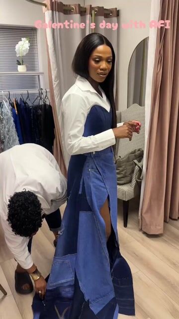 Custom made denim skirt