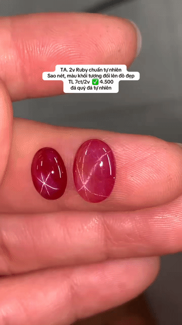 TA. 2v Ruby chuẩn tự nhiên Sao nét, lên đồ đẹp TL. Mua bán Đồ sưu tầm, đồ cổ tại Quận 1 Tp Hồ Chí Minh được đăng bởi Rio Natural Gemstone Jewelry hình 1