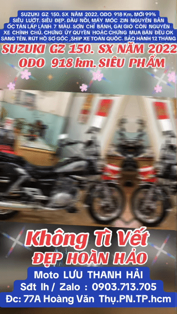 SUZUKI GZ 150.SX 2022.ODO 918 Km.SIÊU LƯỚT,MỚI 99%. Mua bán Xe máy tại Quận Phú Nhuận Tp Hồ Chí Minh được đăng bởi MOTO LUU THANH HAI  77A hình 1